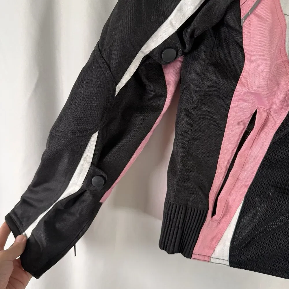 BILT Motorcycle Jacket Women's Medium Black Pink Full Zip Padded Pockets